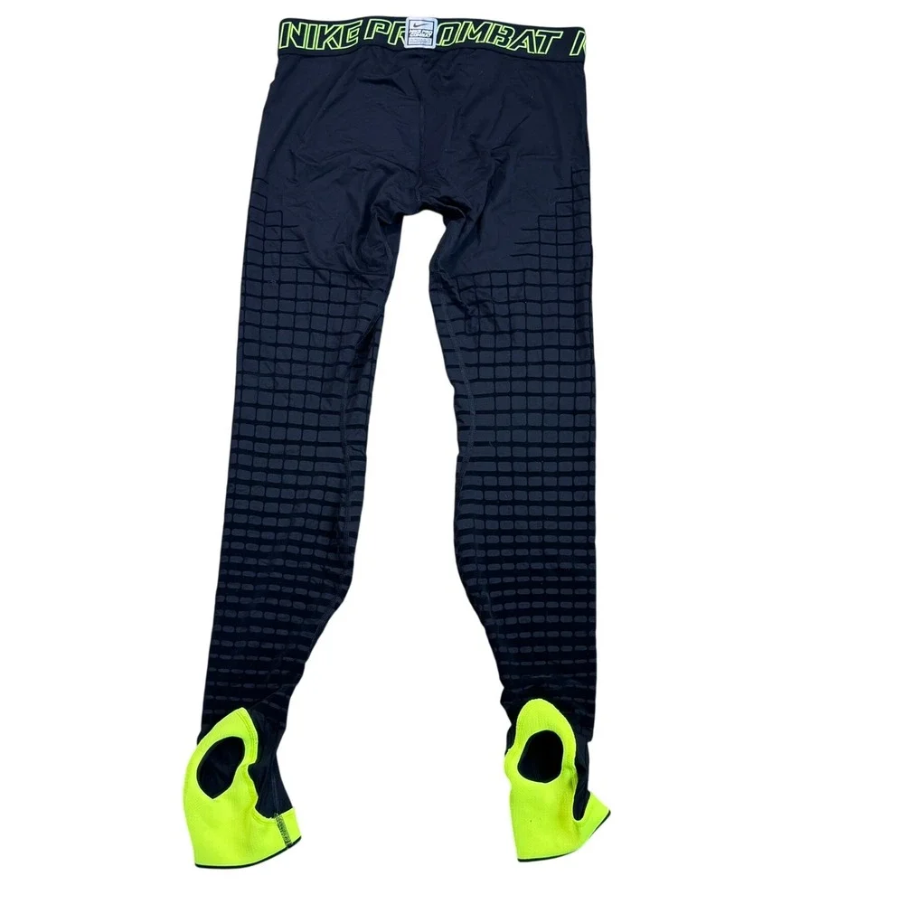 NIKE Men's XXL Black Neon Green Pro Combat Hyper Recovery Tights Compression